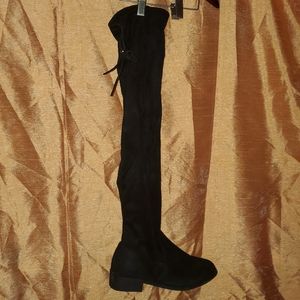 Black Suede Over Kneww Boots